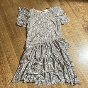 Who What Wear Ruffled Midi Leopard Textured Animal Dress